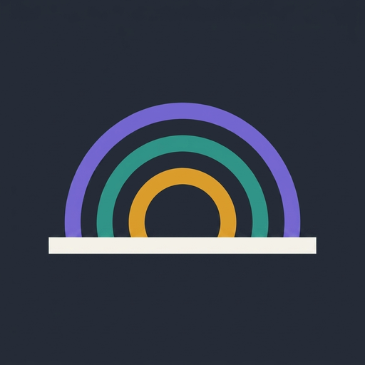 Bowcast app icon: three spectral arcs over a horizon line on a dark ground.